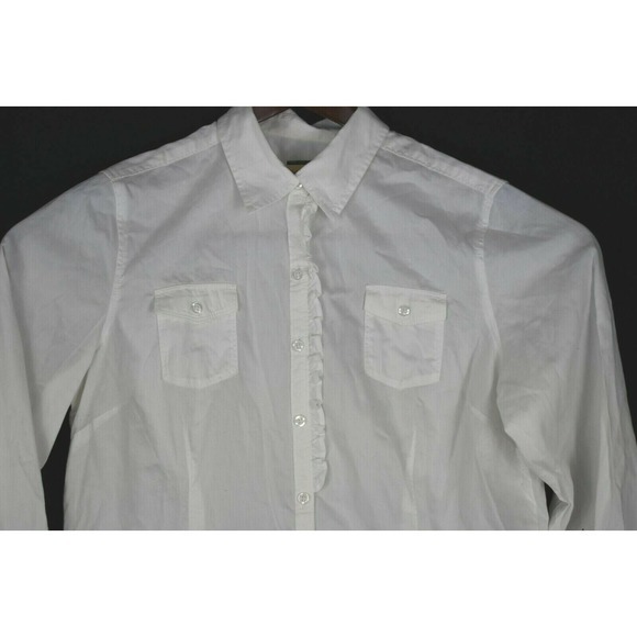 HERITAGE SHIRTINGS by Bass Womens White long sleeve button ruffle shirt - VTG XL - Picture 4 of 5